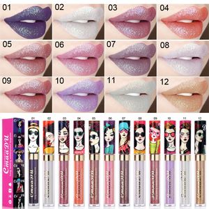 120 unids / lote DHL Cmaadu shimmer lip gloss beauty girl diamond glitter lip tint impermeable de larga duración gold flash liquid lipstick