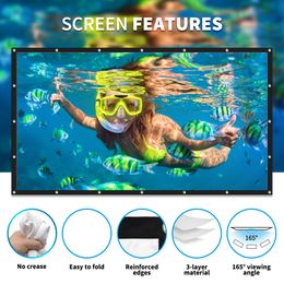 120 "HD grand écran home cinéma pliable portable écran souple projecteur écran mural écran
