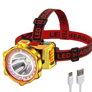 Lampe frontale LED rechargeable de 1200 lumens avec lumière blanche jaune rouge pour le camping, la pêche et l'aventure en plein air
