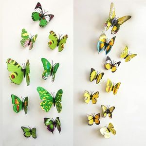 1200 pc's/Lot PVC 3D Butterfly Wall Stickers Stickers Sticker Decor Poster voor kinderkamers Lijm aan wanddecoratie Adesivo de Parede