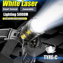 12000000 lumen S lange lont krachtige sensorkoplamp hoofdlamp Zoom XHP70 koplamp TYPEC oplaadbare vislantaarn 240117