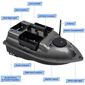 12000mAh / 5200mAh GPS Boot d'appâts de pêche à la pêche à la vitesse de surface de vitesse Navire Fish Finder avec grand appât 400-500m Conteneur