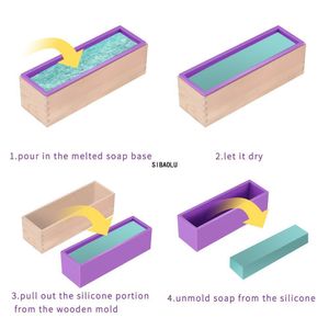 1200 g siliconen zeepvorm rechthoekige toast broodvorm handgemaakte vorm zeep maken gereedschapsbenodigdheden houten doos cake decoreren gereedschap