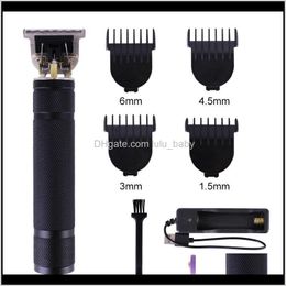 1200mAh Batería en forma de T Clippers para el cabello Barbershop Electric Men Hair Clipper Razors recargables con adaptador Oro Plata Negro Ky41E Izj8X