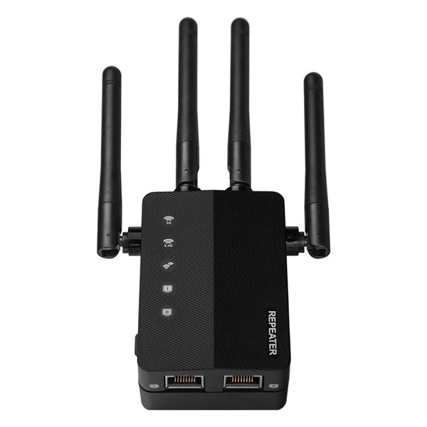 Repetidor WiFi inalámbrico de 1200Mbps 2,4Ghz 5,8G extensor de señal Wi-Fi de doble banda buscadores de red con 4 antenas externas para enrutador de oficina en casa