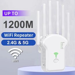 1200 ms Signal de répéteur WiFi sans fil Dualband 24g 5G Extender Antenne Network Amplificateur WPS Router 240424