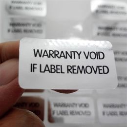 1200 stks 3x1.5 cm GARANTIE VERVALT ALS LABEL VERWIJDERD vinyl verzegelde verpakking label sticker voor veiligheid Item No V32275y