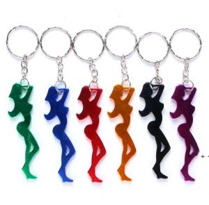 1200 STKS Creatieve Multifunctionele Openers Sexy Meisje Vormige 2 in 1 Aluminium Bierflesopener Sleutelhanger Ornamenten 0126