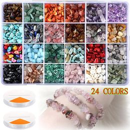 1200 pièces de perles de pierre irrégulières, Kit de perles de pierres précieuses naturelles avec trou, mélange de couleurs, artisanat de bricolage pour bracelets, fabrication de bijoux 231229