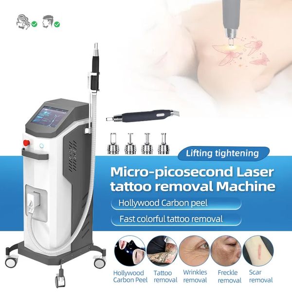 1200W Fuerte potencia Nd Yag Picolaser Tratamiento de pigmentos Eliminación de tatuajes Cejas Lavado Mole Aclaramiento Picosegundo Láser Piel Suave Instrumento