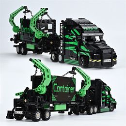 1202 Uds camión técnico ciudad ingeniería modelo bloques de construcción marca contenedor construcción coche s ladrillos juguetes niños regalos 220715