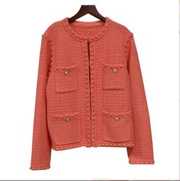 1205 2022 printemps piste manteau marque même style manteau col rond tweed orange femmes vestes haute qualité à manches longues femmes vêtements bouton mode meinian