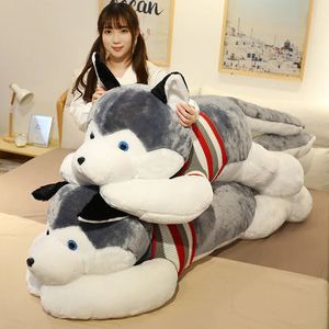 120CM mignon doux Kawaii énorme Husky jouets en peluche chien animaux en peluche longue oreiller poupée pour enfants petite amie cadeau d'anniversaire décor à la maison 240111