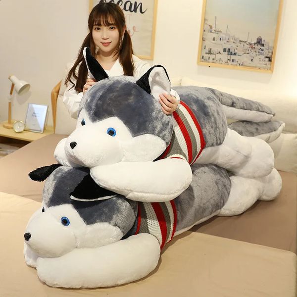 120CM mignon doux Kawaii énorme Husky jouets en peluche chien animaux en peluche longue poupée d'oreiller pour enfants petite amie cadeau d'anniversaire décor à la maison 240202