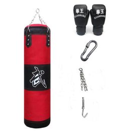 120 cm entraînement Fitness Mma boxe sac de boxe vide Sport coup de pied sac de sable Muay Thai Boxer ensemble d'entraînement enveloppes manches de paume crochet 9671617