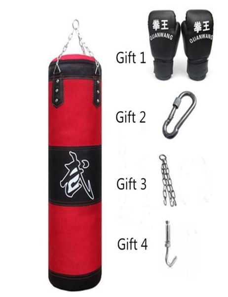 120 cm Entrenamiento Fitness Mma Boxeo Saco de boxeo Vacío Deporte Kick Sandbag Muay Thai Boxer Training Set Wraps Hook un par de guantes 256571805