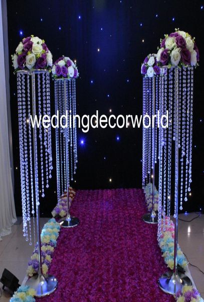 Pièce maîtresse de mariage en cristal de 120cm, décoration d'allée de passerelle, support de fleurs en acrylique, lustre de Table haute decor4638848822