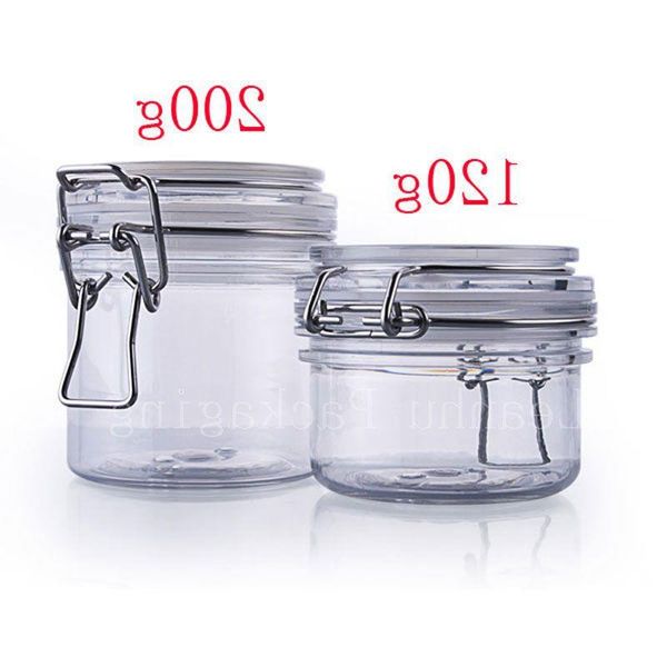 120g 200g Vide Rond En Plastique Scellé Conteneurs Clip Couvercles, Stockage De Conteneurs De Pot De Pot De Nourriture, Bouteille De Conteneur De Crème De Masque Osjmx