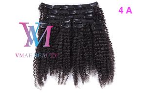 120g Afro Bouclés Clip Dans Les Extensions De Cheveux Humains 4A 4B 4C Naturel noir Indien Vierge Cheveux Cuticule Aligné Pour Les Femmes