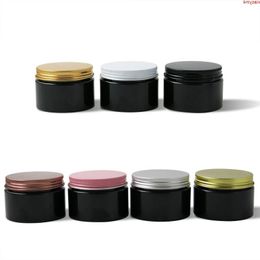 120g Black PET Cream Make Up Pot avec couvercles en métal 4oz Bouteille en aluminium noir Argent Or Rose couvercles et tampon intérieur 20pcshaute qualité Hngso
