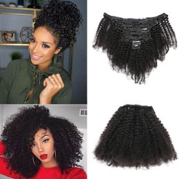 120 g/set clip-in hair extensions afro kinky krullende peruaanse menselijk haar krullende natuurlijke kleur 120 g/lot haarproducten