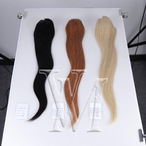 120g Soyeux Droit Non Transformé Vierge Queue de Cheval Humaine Trou Serré Naturel Cordon Prêle 613 Blonde Brun Couleur Extensions de Cheveux