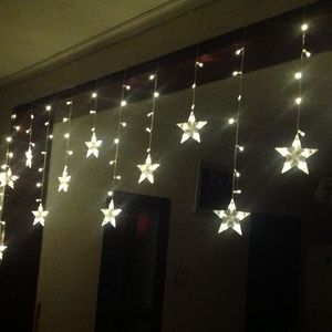 120LED 3M * 0.6m cortina carámbano luces de cadena Jardín de Navidad lámparas de estrella de cinco puntas Decoraciones para banquetes de boda