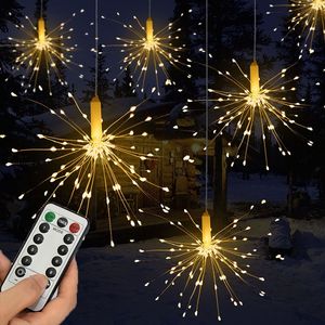 Feu d'artifice suspendu à 120 LED avec télécommande pour terrasse extérieure