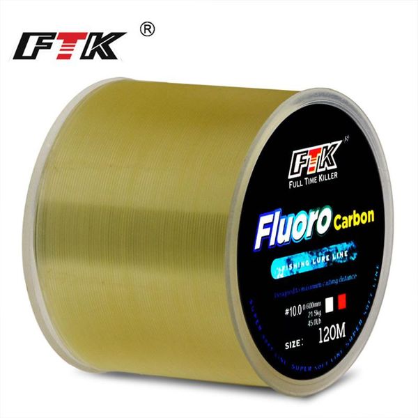 120m ligne de pêche 0.2mm-0.6mm 7.15LB-45LB processus de traitement de revêtement de fluorocarbone tresse de molécules de Nylon de Surface de carbone