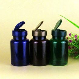 Paquete de píldoras medicinales portátiles de plástico verde/azul/marrón de 120 ml, botella recargable de cápsulas/tabletas vacías convenientes de 120 cc F1360 Mioip
