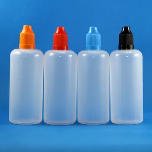 120ML 100 unids/lote botellas cuentagotas de plástico LDPE con tapas seguras a prueba de niños puntas botella de jugo que combina con pezones cortos