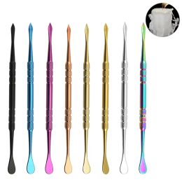 120 mm Titanium Tool Dab rookaccessoires Droge kruidenverdamper pp zak Kleurrijke Dabber Wax remover reiniging Goud / zilver / Regenboog / blauw / rose goud / rode kleur