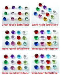 120 stks 3mm / 4mm / 5mm hart / ronde diy accessoires mix-color geboortesteen drijvende charmes voor glas living medaillon gratis verzending