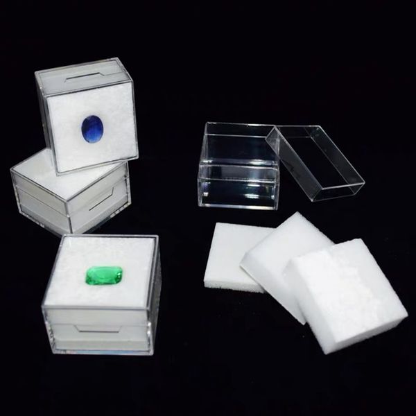 120 Uds 5x5x3,3 cm cuadrado vacío transparente joyero diamante pendiente colgante almacenamiento cajas de embalaje contenedor de exhibición