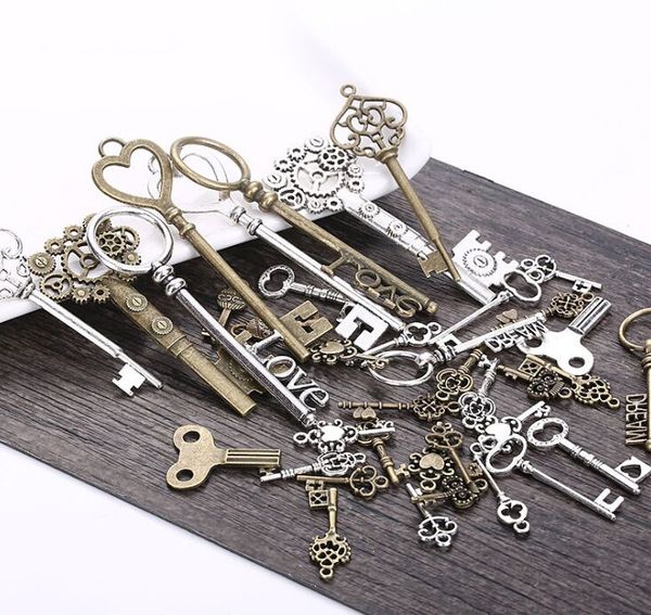 Breloques à grandes clés mixtes en alliage, argent Antique, bronze, or, pendentif pour collier, résultats de fabrication de bijoux, 120 pièces