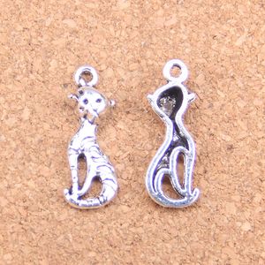 120 unids Antiguo Silver Bronce Plateado Cat Encantos Colgante DIY Collar Pulsera Brazalete Hallazgos 25 * 9mm