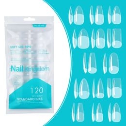 120pcs/bag Matte Press On Nail Tips Soft Full Cover False Nails Oval Almond Sculpted Fake Nail