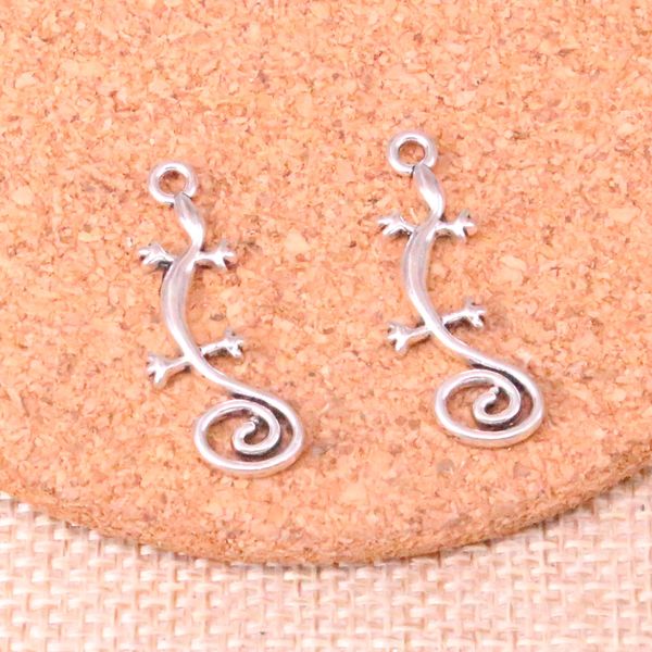 120 piezas encantos gecko casa lagarto 29*11mm colgante antiguo ajuste, plata tibetana Vintage, joyería hecha a mano DIY