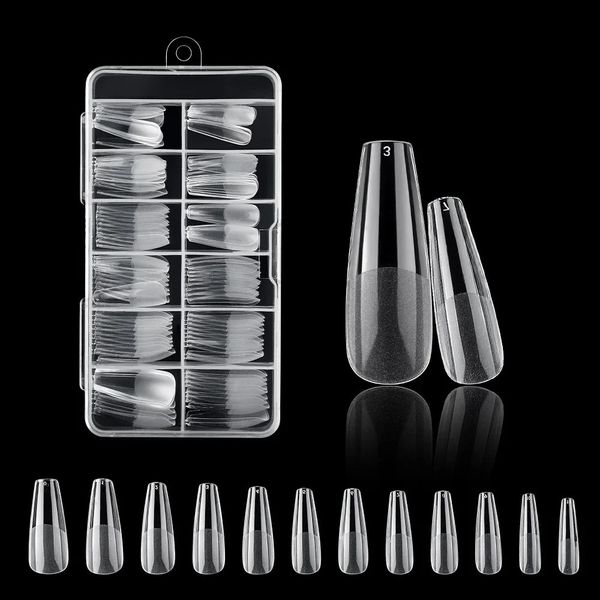 120pcs Clear No Mark Frosted Stiettoalmondsquare Faux Nails American Capsule Gel X Certe Manucure Tip System 240430