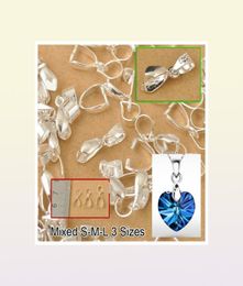 120 stcs Mix maat SML sieraden Bevindingen BAIL Connector Bale Pinch Clasp 925 Sterling Silver Pendant4809642