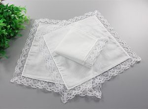 120 pcs bricolage blanc pur mouchoir coton dentelle à la main Wending fête mouchoir taille : 23 cm x 25 cm