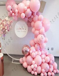 120 unids Pastel Macaron Pink Gold Ballon Decoración Telón de fondo Oro rosa 4d Globos de papel Garland Arch Kit para el banquete de boda Globo T209123876