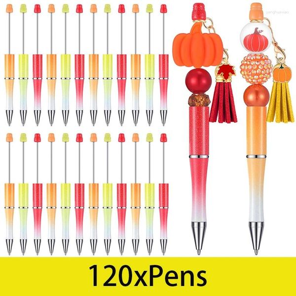 120pcs Per stylos percés en plastique Perle d'encre noire pour le bricolage faisant des perles 3 couleurs
