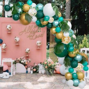 120 Uds. Suministros para fiestas temáticas de la jungla de Safari Kit de arco de globos decoraciones globos de oro verde Baby Shower fiesta de cumpleaños DIY Dcor 210626