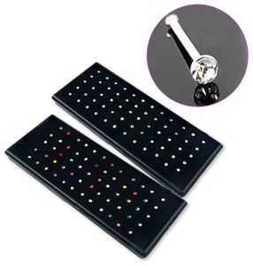 120pcs / set Crystal Ringestone Nose Ring de mode Bijoux de bijoux nez étalons de perçage de nez en acier inoxydable en gros 4765770