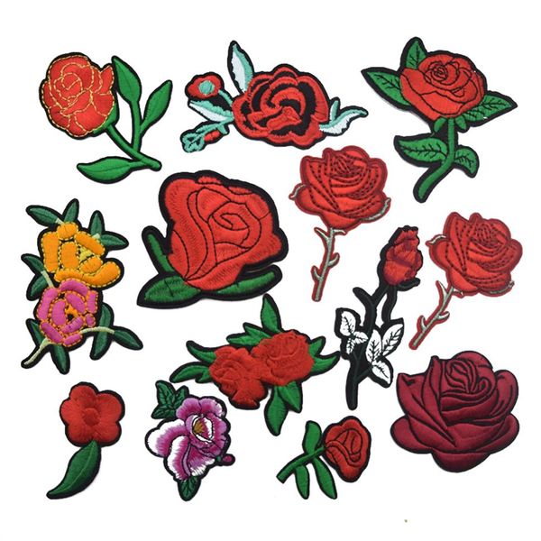 120 pièces petite fleur brodée Applique fer sur coudre sur Rose Patch vêtements DIY2702