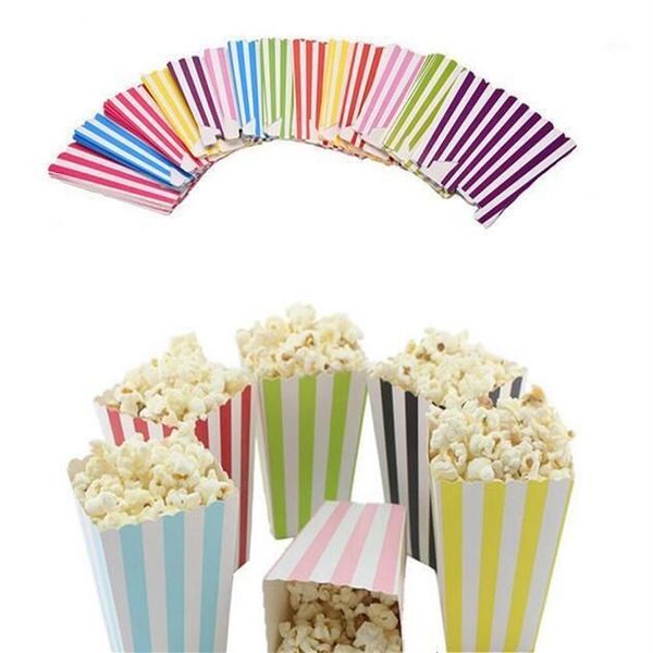 120pcs Cercles d'onde Modèle pliant Candy Popcorn Boîtes d'anniversaire Mariage de mariage Sancy Sanc de faveur Papier Chritmas Gift Bag225W