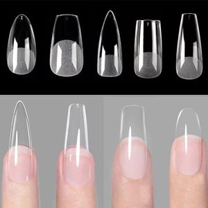 120pcsbag Presse sur les ongles Cercin Conseils d'ongles clairs couverture complète Fake Artificial Long Ballerina 240430