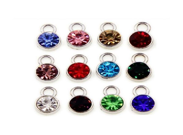 120PCSLOT Birthstone 10pcs Chaque couleur de bonne qualité alliage bricolage Charmes flottants pour les lock-yets à mémoire de vie en verre8588086