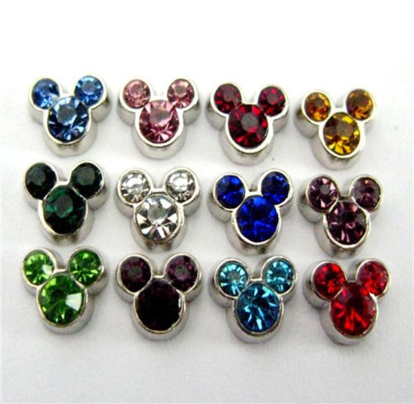 120PCSLOT MOUSE TEAT Birthstone 10pcs Chaque couleur de bonne qualité alliage bricolage Charmes flottants pour les locks à mémoire de vie en verre 3252635